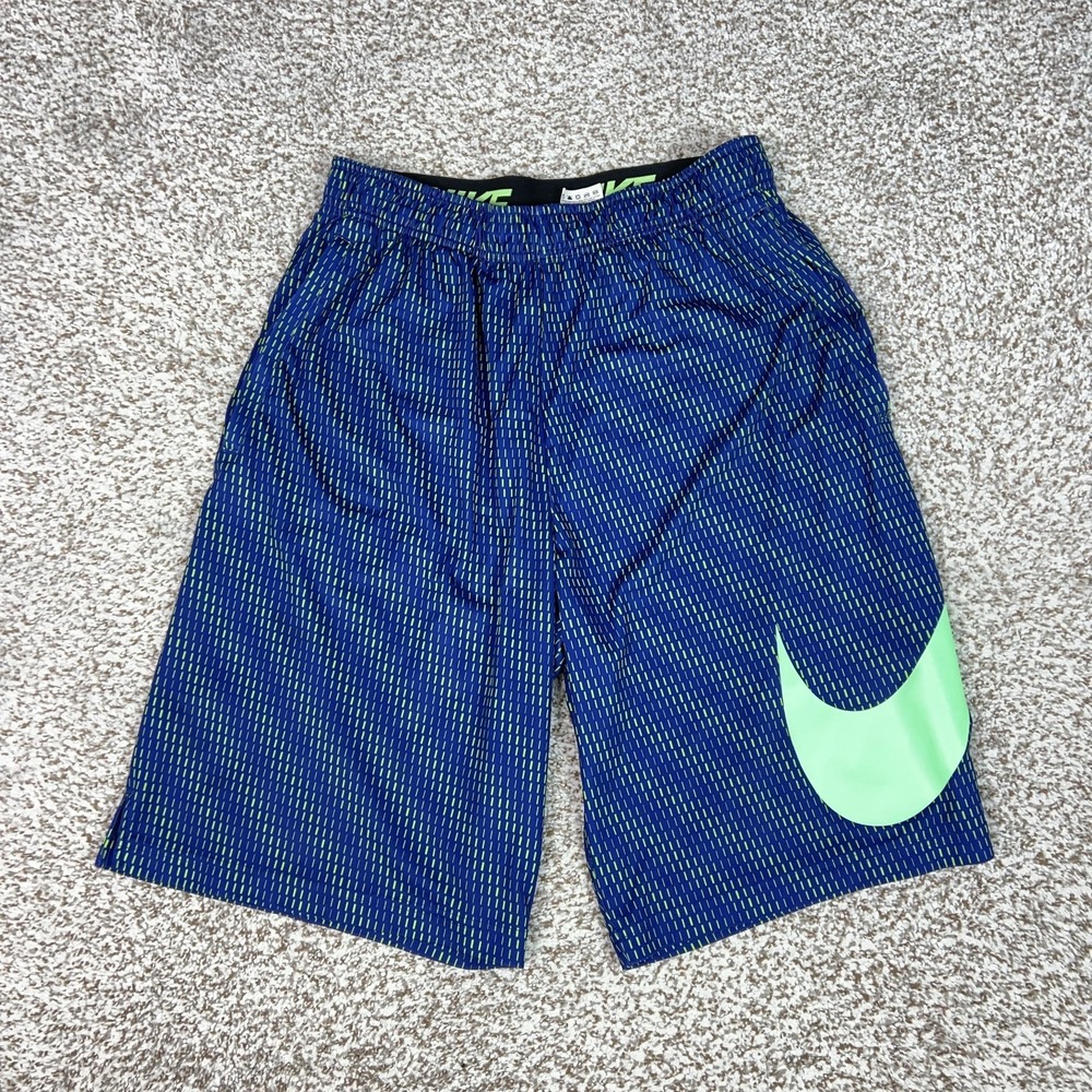 Nike Shorts Mens Large Blue Dri-FIT Basketball Athletic Gym Workout Big Swoosh